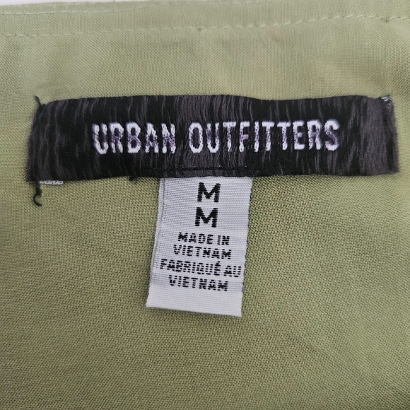 Urban Outfitters Mallory Asymmetrical Metallic Lime Green Slip Dress Size Medium - Picture 10 of 11